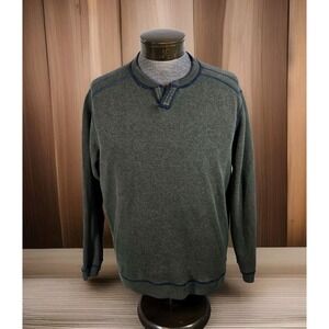 Tommy Bahama Reversible Sweater Mens L Blue‎ Green Embroidered Logo Long Sleeve
